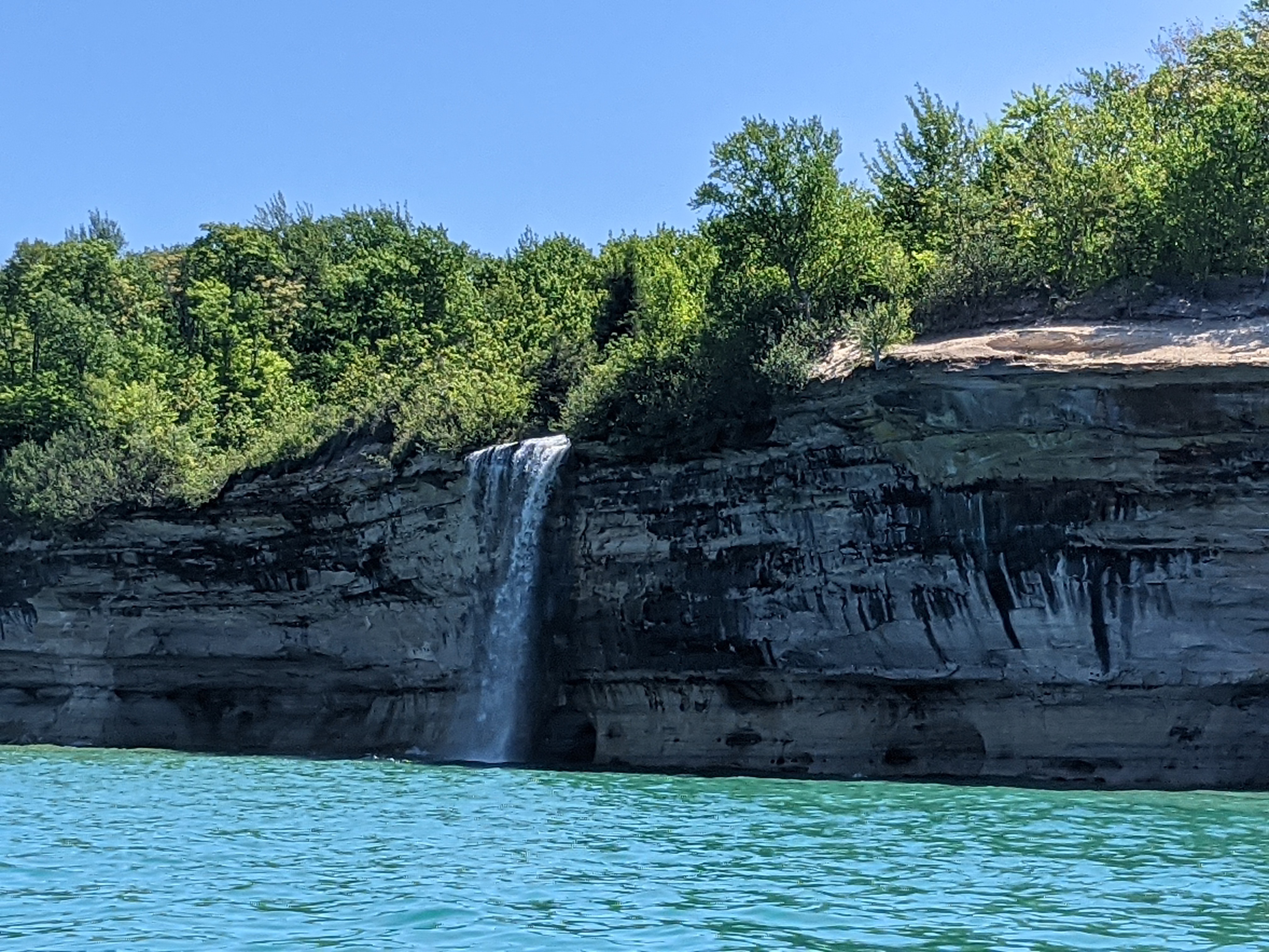 A waterfall at Pictured Rocks National Lakeshore in Michigan